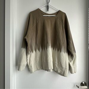 Athleta Oversized Dip-Dye Sweatshirt 3X Neutral Earth Tone Crewneck Pullover